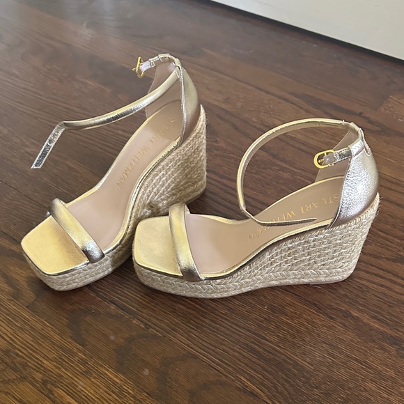 Stuart Weitzman Shoes - Stuart Weitzman Silver Ankle Strap Wedges